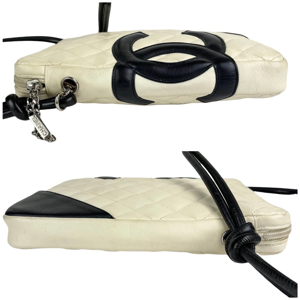 CHANEL Cambon Crossbody Bag Cream White Quilted Leather CC Logo - Picture 7 of 10